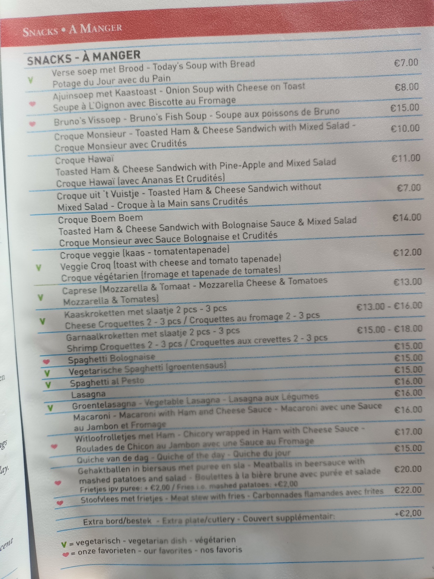 One picture of the menu at Vlissinghe