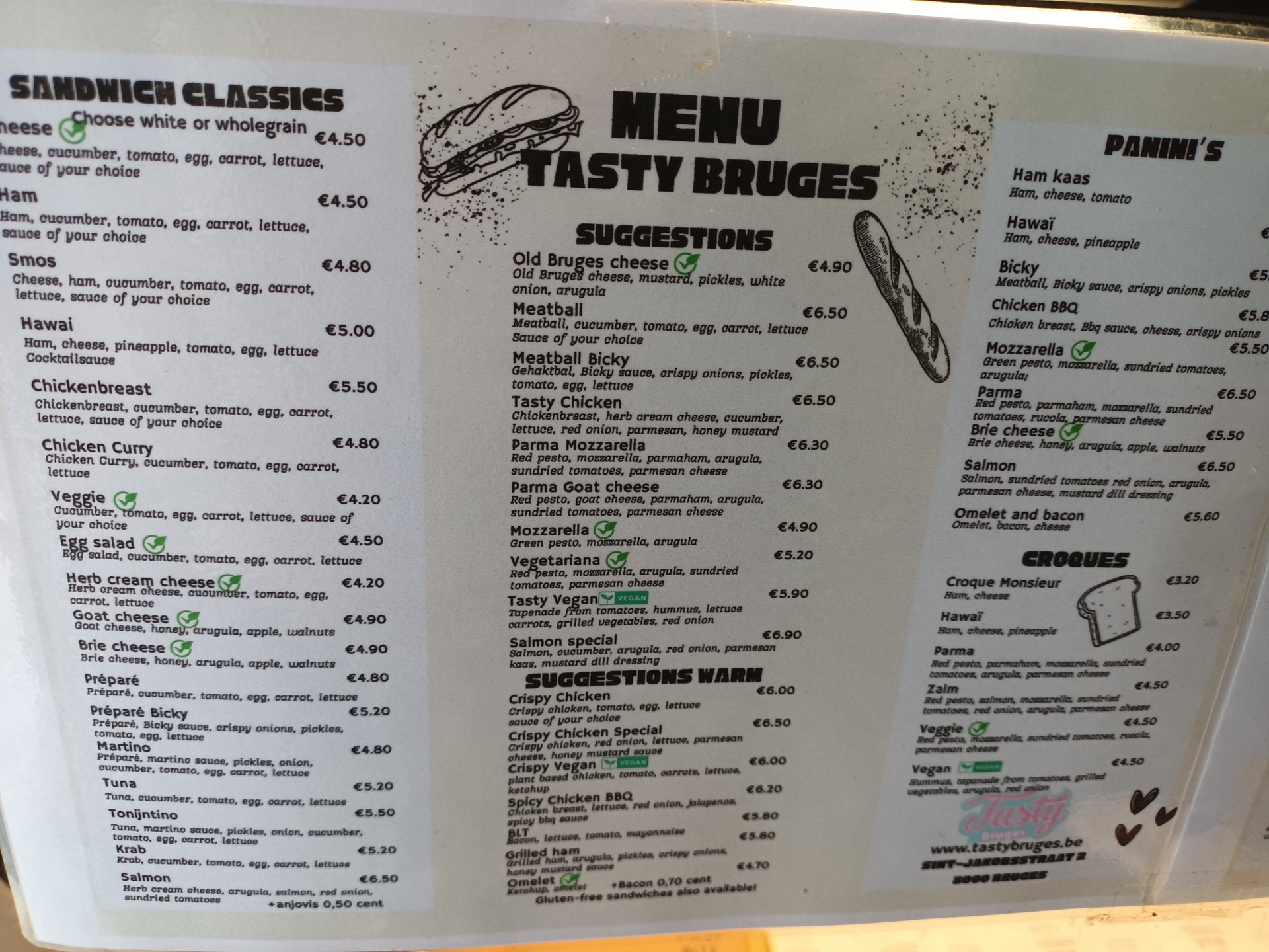 Menu of Tasty Bruges