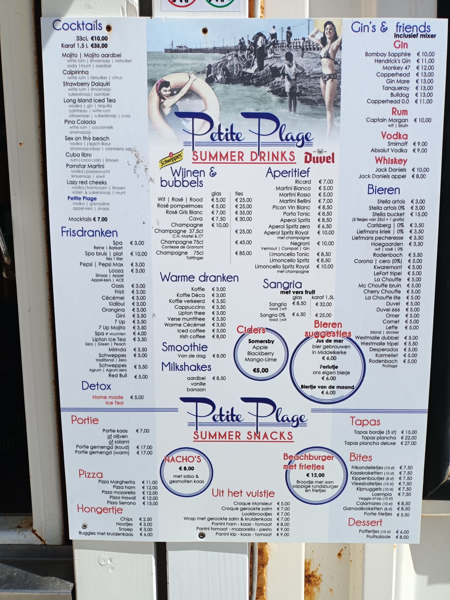 Menu of Petite Plage